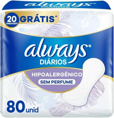 Always Protetor Diário Hipoalergênico Sem Perfume 80 Unidades