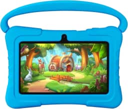 SAIWAN Tablet infantil Android de 7 polegadas com capa à prova de choque, 16 GB de ROM, controle parental, Wi-Fi, GMS, tablet com BT, educacional, câmera dupla, jogos (azul)