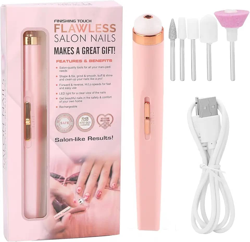 Kit de broca elétrica para unhas, kit de manicure sem fio recarregável, polidor portátil de unhas com luz (01)