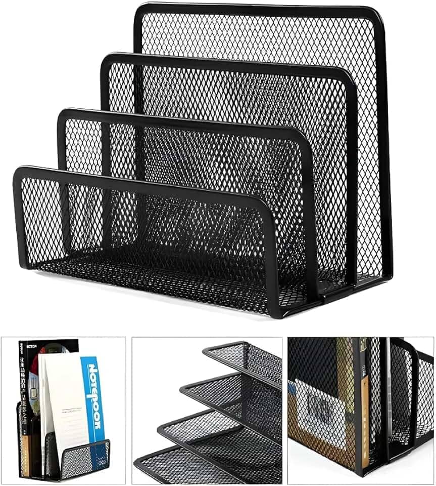 Organizador Aramado de Ferro 18x14cm Pasta de Arquivos Documentos e Revistas Resistente Moderno e Ideal para Escritório ou Home Office