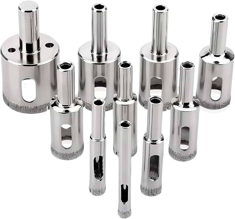 Broca Diamantada para Porcelanato 10 Peças - 6 a 30mm - Broca de Diamante para Vidro, Cerâmica, Mármore, Azulejo e Alvenaria