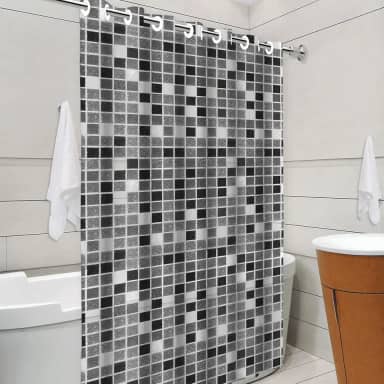 "Cortina Para Box PVC Impermeável Antimofo e Antiácaro, 1,38x1,98m, Com Ilhós, Material Resistente e Higienizável - Não acompanha Varão"