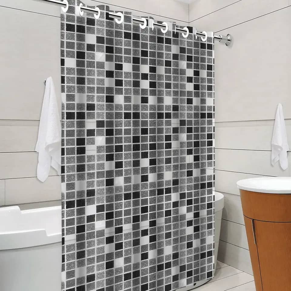 "Cortina Para Box PVC Impermeável Antimofo e Antiácaro, 1,38x1,98m, Com Ilhós, Material Resistente e Higienizável - Não acompanha Varão"