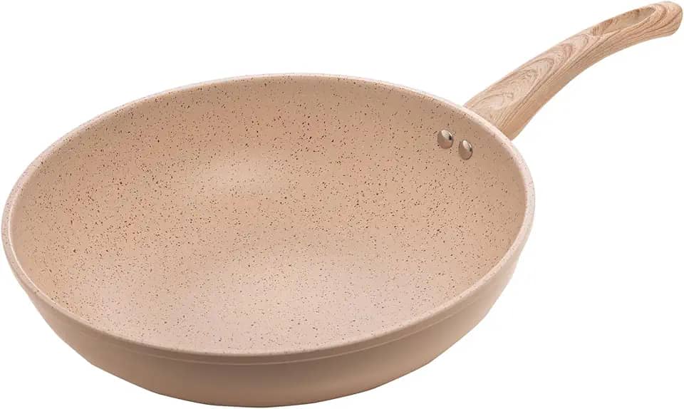 LYOR - Frigideira Wok de Indução em Alumínio com Revestimento Cerâmico Granilite Bege 28cm