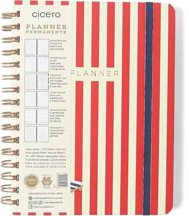 PLANNER PERMANENTE WIRE-O PRAIA SEMANAL NOTAS A5 SOL