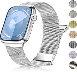 Compatível com 38 mm, 40 mm, 41 mm, 42 mm, 44 mm, 45 mm, 49 mm, malha de aço inoxidável para Ultra 2/Ultra Series 9/8/7/6/5/4/3/2/1/SE