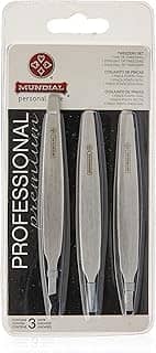 Kit Pinças Profissionais 3 Peças, Mundial S/A, Prateado