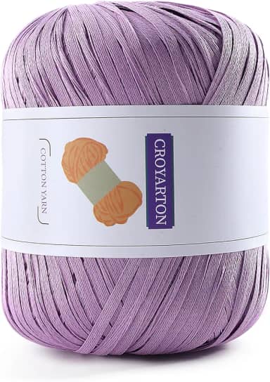 Fio de ráfia para crochê, fio de algodão macio para crochê, bolsa de praia de verão, 114 jardas/fio de papel de fita de 50 g para iniciantes, bolsa de tricô de mão DIY (roxo escuro)