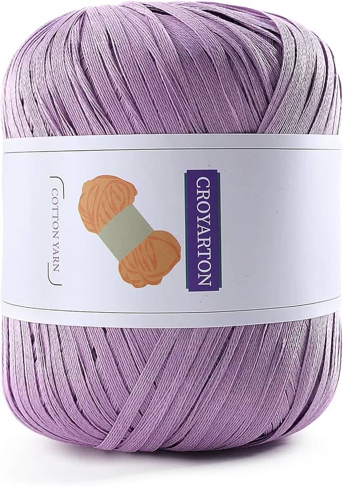 Fio de ráfia para crochê, fio de algodão macio para crochê, bolsa de praia de verão, 114 jardas/fio de papel de fita de 50 g para iniciantes, bolsa de tricô de mão DIY (roxo escuro)