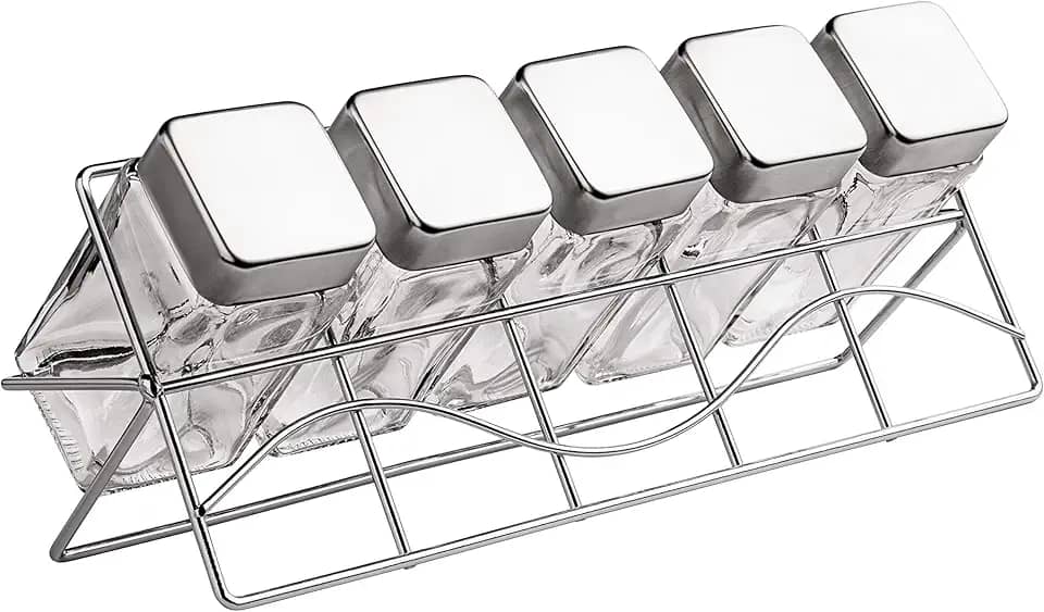 Euro Home - Porta Condimentos de Vidro com Suporte 6 Peças - VDR0429