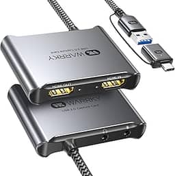 WARRKY Placa de captura HDMI 4K [com cabo USB 3.0 fixo, saída 4K, sem latência] 1080p 60FPS Cam Link dispositivo de captura de vídeo/áudio para transmissão, gravação de jogos, compatível com