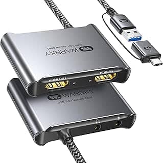 WARRKY Placa de captura HDMI 4K [com cabo USB 3.0 fixo, saída 4K, sem latência] 1080p 60FPS Cam Link dispositivo de captura de vídeo/áudio para transmissão, gravação de jogos, compatível com
