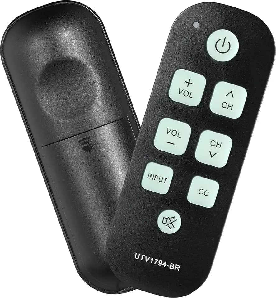 Controle remoto universal com luz de fundo de botão grande para idosos, simples e fácil de usar, compatível com as principais marcas de TV