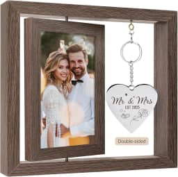 HELORAY Presentes de casamento personalizados para casais, porta-retratos de casamento para recém-casados, presente de chá de panela para noivas