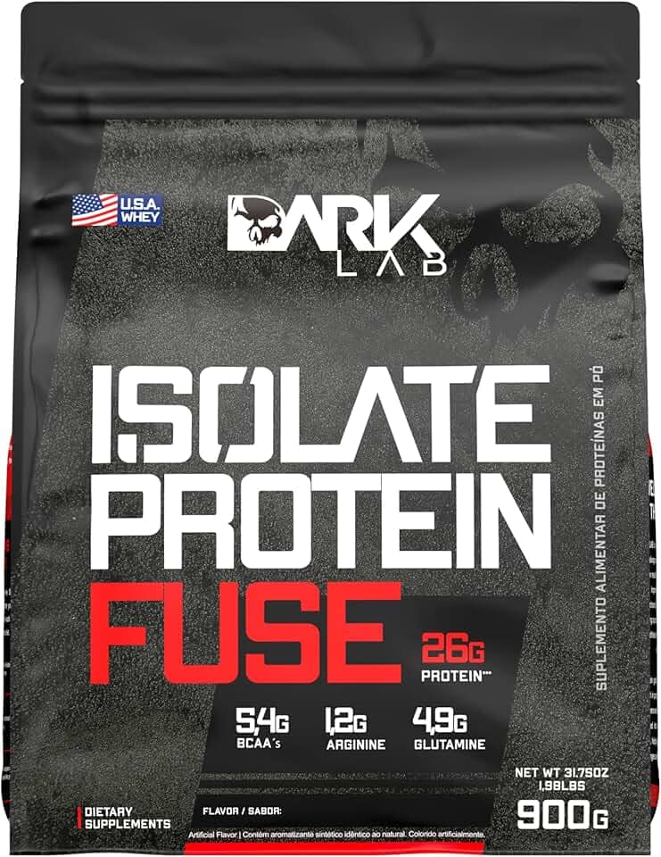 Isolate Protein Fuse Dark Lab, 900g, Chocolate Branco com Morango, Suporte Muscular
