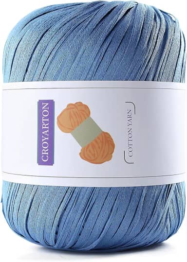 Fio de ráfia para crochê, fio de algodão macio para crochê, bolsa de praia de verão, 114 jardas/fio de papel de fita de 49,9 g para iniciantes DIY bolsa de tricô manual (azul lago)