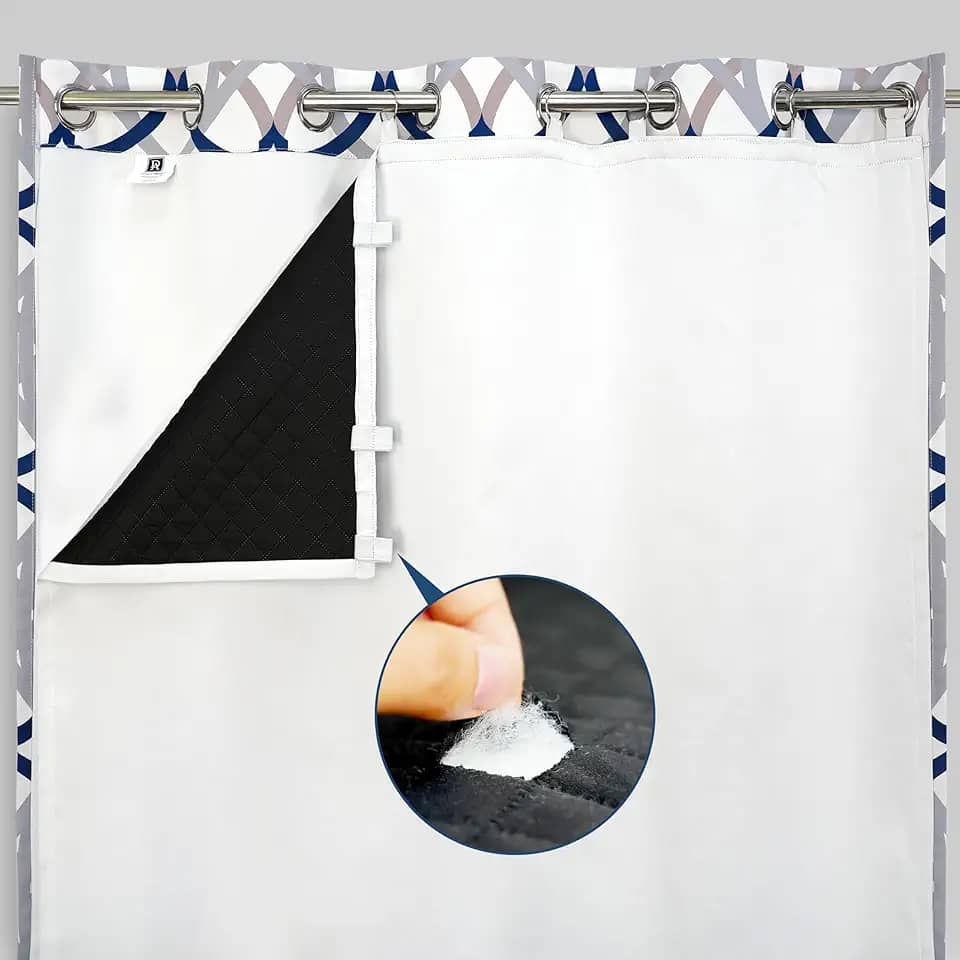 DriftAway Forro de cortina acolchoado com isolamento térmico à prova de som para quarto barreira de som 100% blecaute calor frio redução de ruído, economia de energia 127 cm x 239 cm, um painel branco