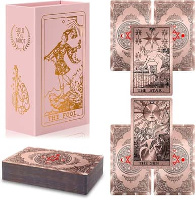 Waterproof Tarot Cards with Meanings on Them Gold Tarot Cards with Guide Book Gold Foil for Beginners 78 Classic Origina Rider Waite Taro Deck Fortune Telling Game