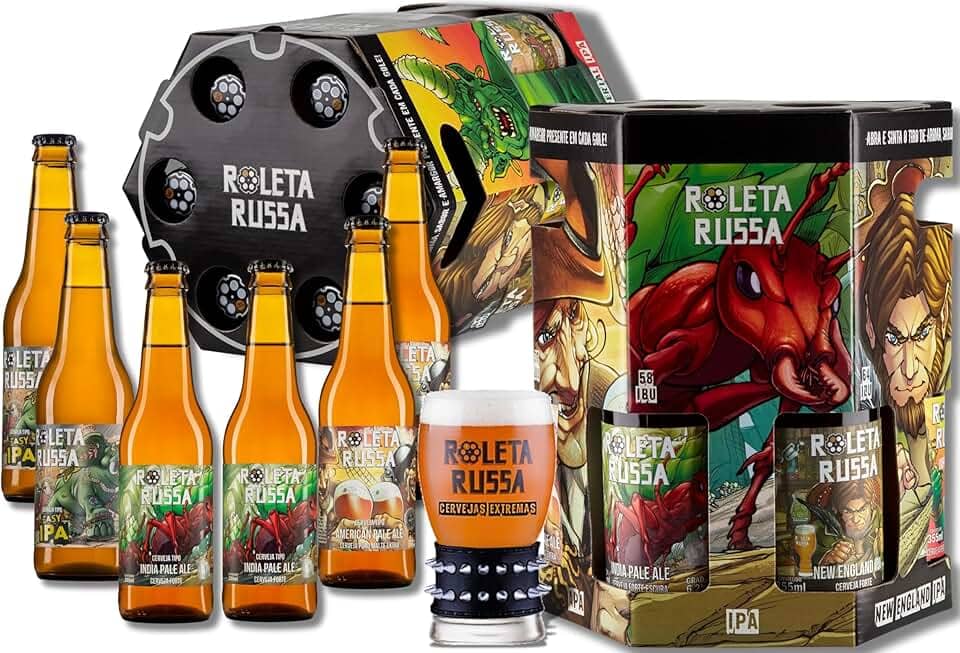 Kit Roleta Russa com 6 Garrafas Long Neck e 1 Copo Spike
