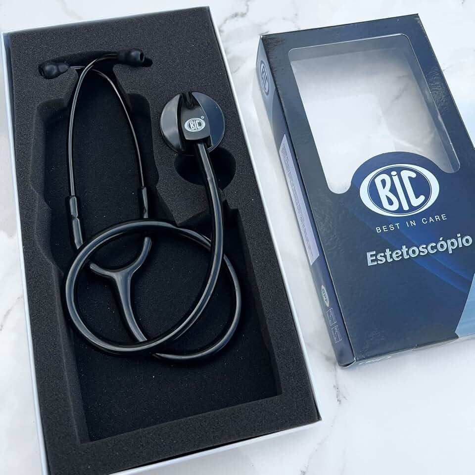 Estetoscópio Adulto Unisson Standard Preto BIC - Ideal para Estudantes Enfermagem e Veterinária