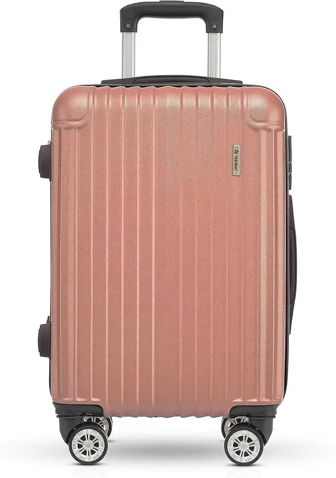 Mala de Viagem Holysun, Rígida, 4 Rodas Giratórias (Rosa, Pequeno)
