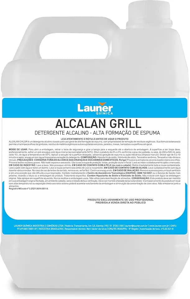 Alcalan Grill Limpador Desengordurante para Cozinha para Fogões, Grelhas e Churrasqueiras - Launer 5L