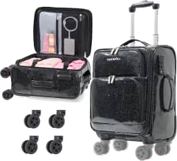 Mala de mão expansível de 50 cm com rodas destacáveis, aprovada por companhias aéreas de 55 x 35 x 23 cm, abertura superior, pequena mala de viagem com rolamento, revestimento de poliuretano