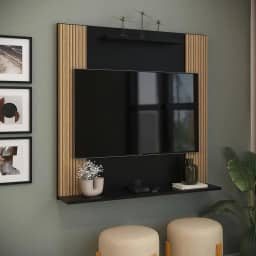 Painel Suporte Para TV Sala Quarto Ripado C/Prateleira Suspenso Até 32 Polegadas (Branco/Ripado)