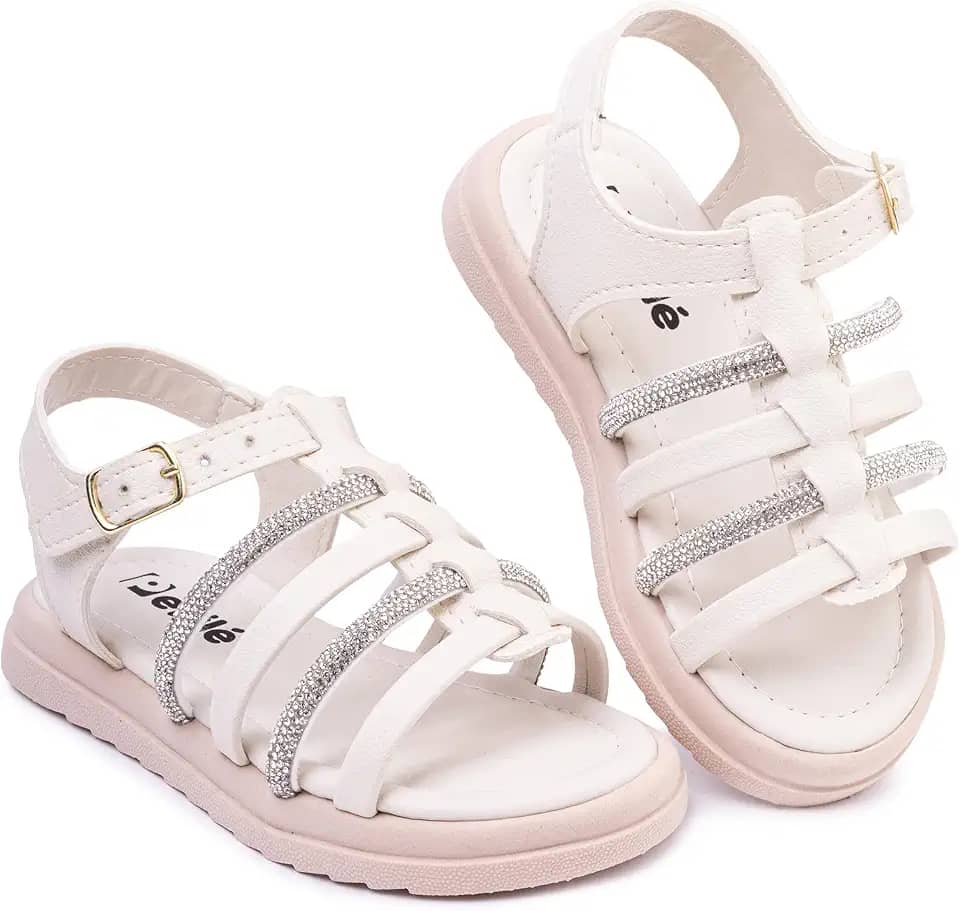 Sandália Infantil Menina com Tiras Brilhantes Moda Princesa Leve Confortável, 20 a 34
