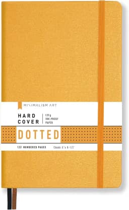Minimalism Art Caderno Capa Dura A5, Grade Pontilhada, 192 Paginas, Bolso Interno - Amarelo