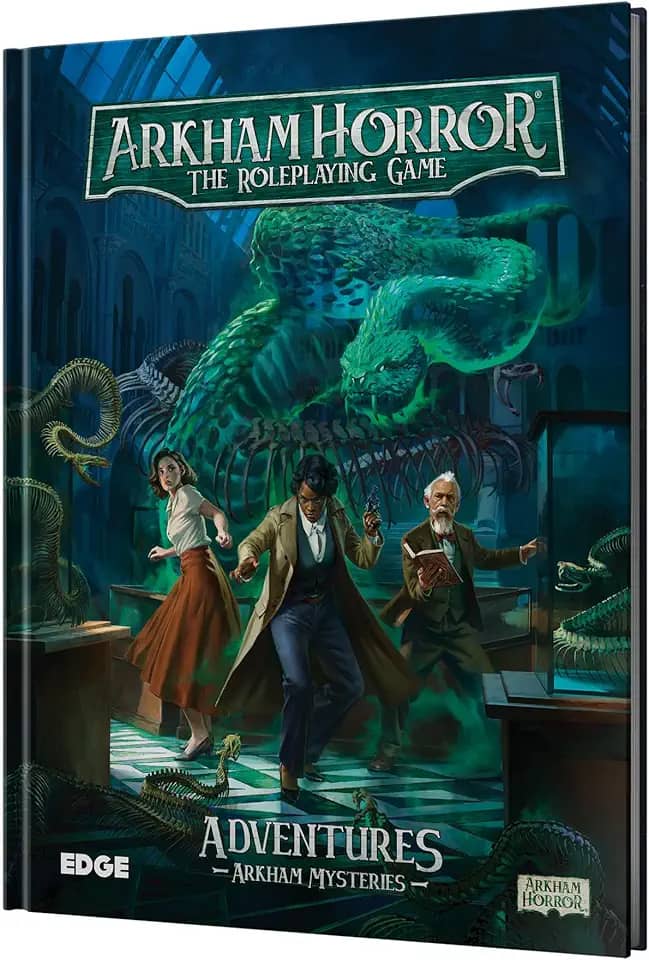 Asmodee Arkham Horror The Roleplaying Game Asmodee Arkham Mysteries Adventure Book - Três cenários independentes, RPG imersivo para crianças e adultos, maiores de 14 anos, 2 a 6 jogadores, 1+ hora de