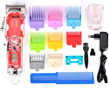 NG-407 NG327 NG320 NG108 NG408 estilo transparente com suporte de carga profissional recarregável clipper cord & aparador cabelo sem fio vermelho 100V/240V 2024 w-mark 6500rpm 2600mah