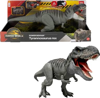 Jurassic World Dinossauro de Brinquedo Rebirth T-Rex Mordida Destruidora para crianças a partir de 4 anos