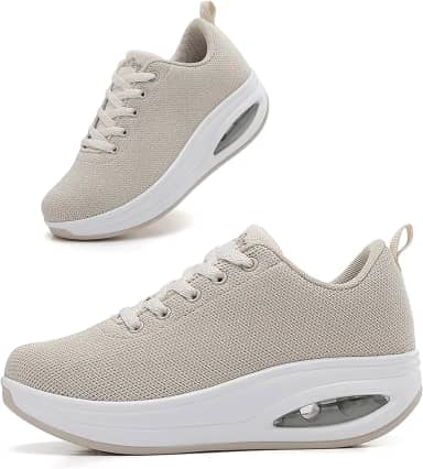 Tênis feminino confortável | Sapatos para mulheres viajando | 5 cm Air Cushion Rocker Bottom