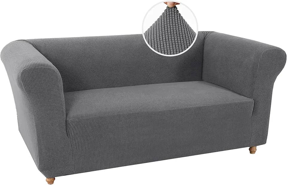 Capa de sofá elástica para sofá Chesterfield Capa de sofá para 2 almofadas de sofá capa de sofá para sala de estar capa de sofá antiderrapante protetor de móveis de animais de estimação tecido jacquard (poltrona, cinza)