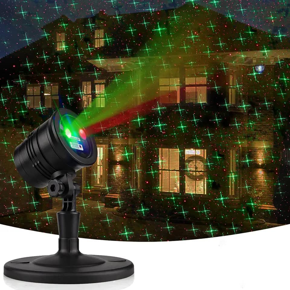 Christmas Projector Lights Outdoor, Led Christmas Laser Lights Landscape Spotlight Red and Green Star Show Waterproof with Remote Decorative Patterns for Indoor Outdoor Garden Patio Wall Holiday