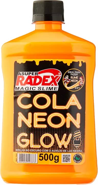 Radex 7307, Produto para Slime Cola Neon Glow 500gr, Laranja