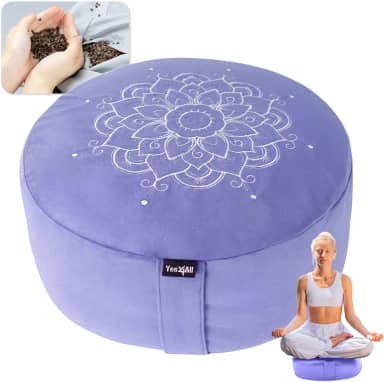 Yes4All Almofada de meditação, almofada de espuma Zafu de trigo sarraceno, almofadas de almofada de meditação de ioga com padrão de mandala, almofadas de chão