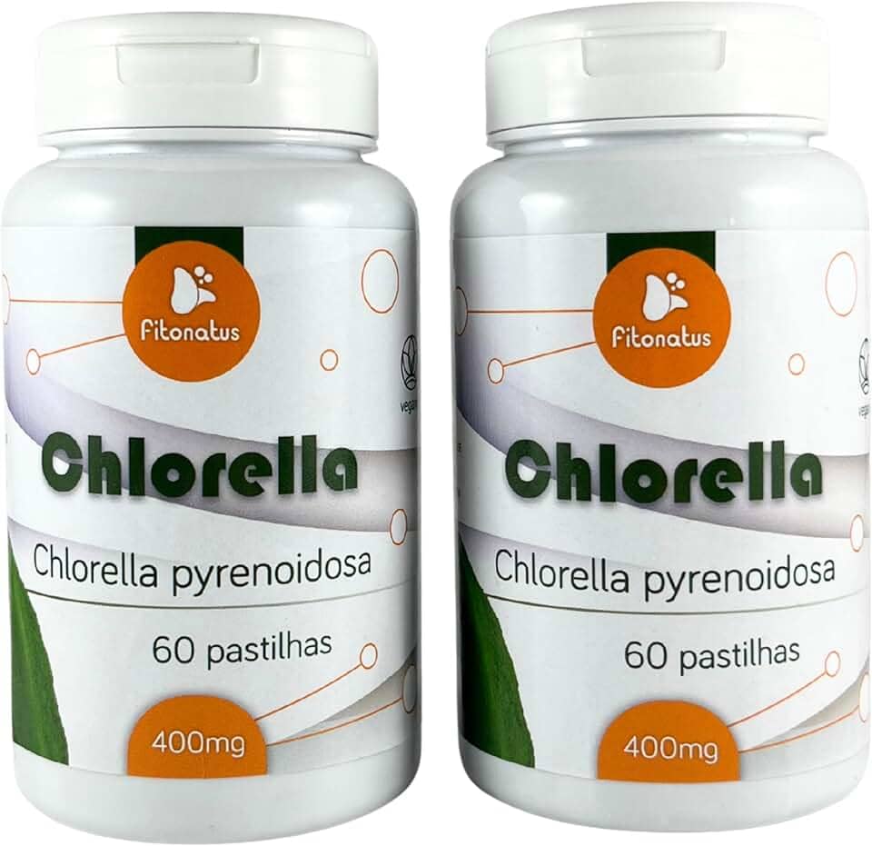 Kit 2 Chlorella 500 mg 60 Comprimidos Suplemento Clorela Algas Verde Comprimidos Fitonatus