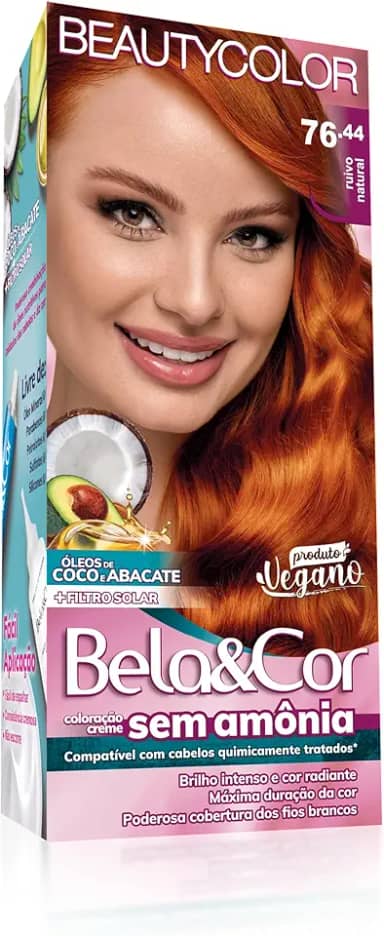 Coloração Bela&Cor Sem Amônia - 76.44 Ruivo Natural