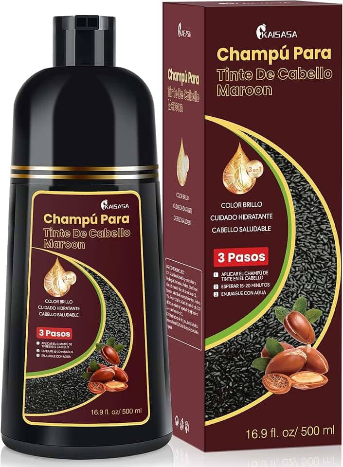 KAISASA Shampoo de tintura de cabelo 3 em 1 shampoo 500ML, instantâneo para cabelo de ingredientes herbais para mulheres e para mim capa de xampu de cabelo cinza branco em minutos marrom castanho