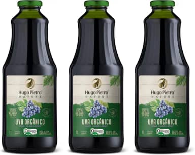 Suco de Uva Tinto Orgânico 1L (SEM ADIÇÃO DE AÇÚCAR, e SEM GLUTEN) (3 Unidades)