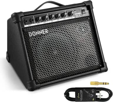 Donner DKA-20 Keyboard Amplifier 20 Watt Keyboard AMP with Aux in and Two Channels, Bass Guitar Amp, Piano Amplifier, Electronic Drum Speaker Support for Microphone Input