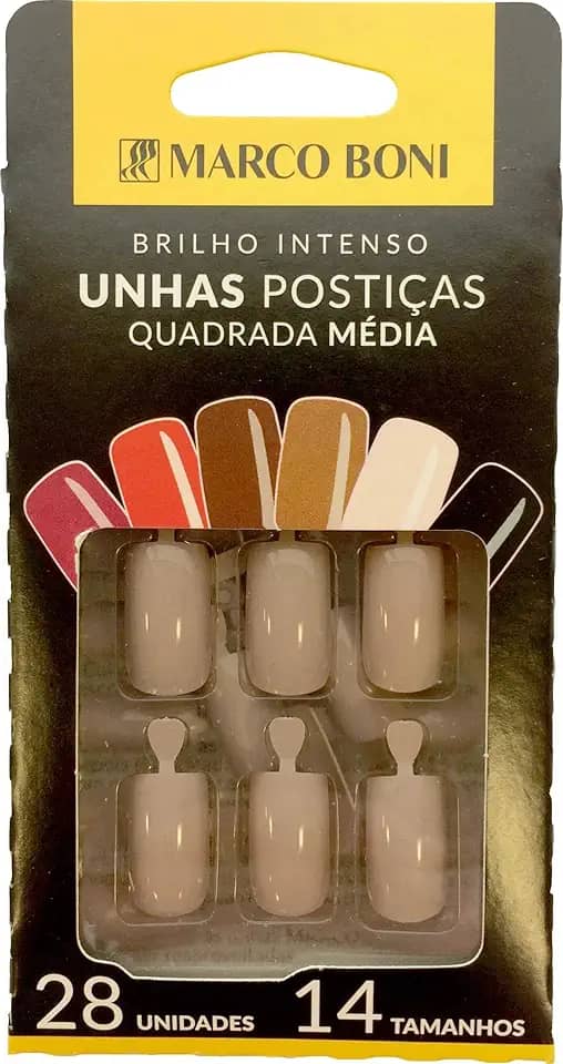 Marco Boni Unhas Postiças Quadrada Nude Claro Médio 9714 28 Unidades