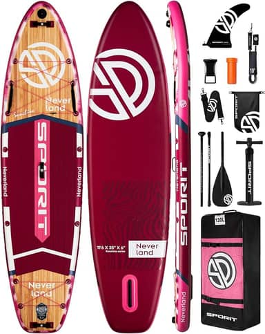 Prancha de stand up paddle inflável super larga de 11'6 × 35 ", prancha de sup ultra estável para adultos, capacidade de 450 lb com alça de ombro, mochila de 100 l, nadadeira removíve