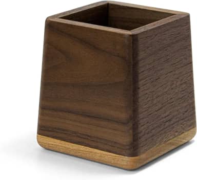 Elitzia Porta-pincéis de maquiagem de madeira de nogueira, organizador de pincéis, delineadores, lápis de lábios, rímel, armazenamento, mesa, organização, economia de espaço, suporte de caneta