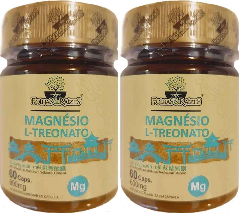 Magnésio L-Treonato Folhas & Raízes 60 Cápsulas Kit 2 Unidades