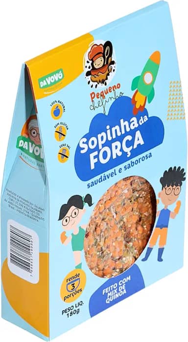 Da Vovó, Sopinha da Força, Pequeno Chefinho, Rende 3 porções, Pronto em 15 minutos, Alimentação saudável infantil, 180 Gramas