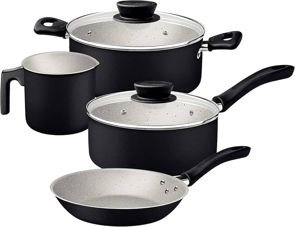 Jogo de Panelas Tramontina Linz em Aluminio com Revestimento Interno e Externo em Antiaderente Starflon Max Preto 04 Peças