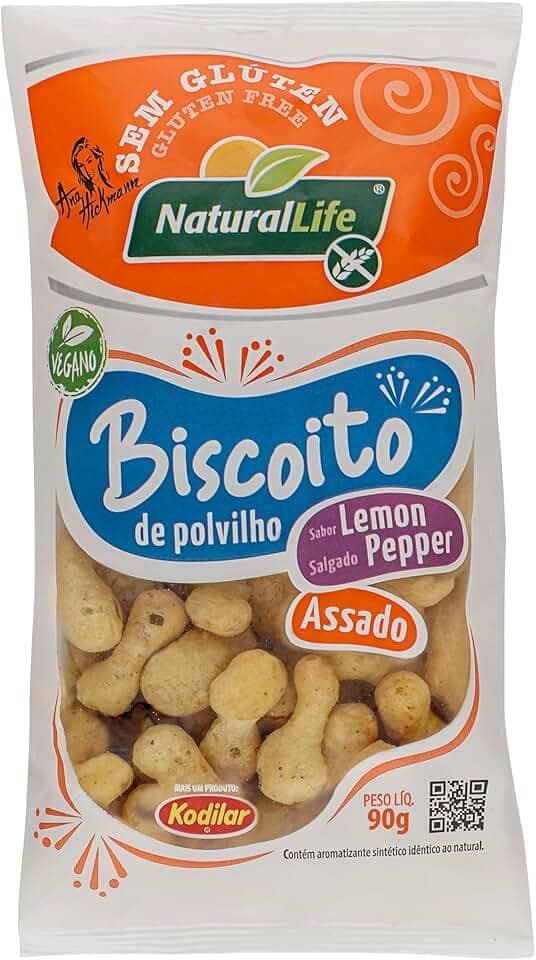 Biscoito de Polvilho Natural Life - Sabor Lemon Pepper - Sem Glúten - Vegano - 90g